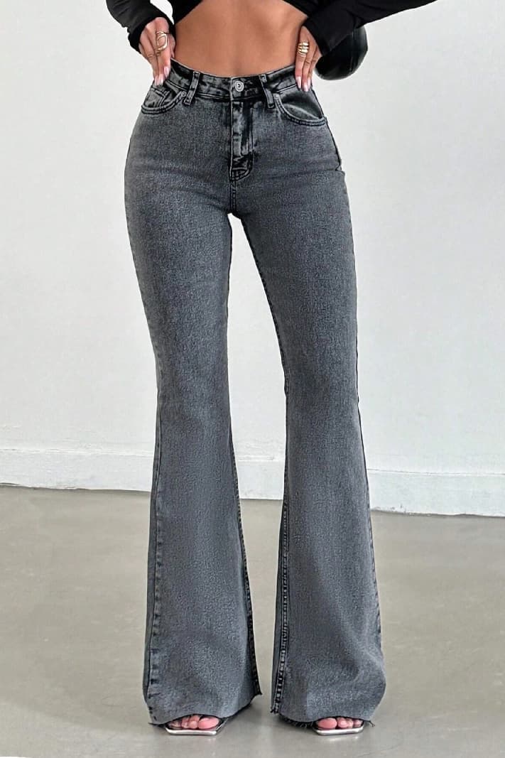 Women's Neutral Grey Bootleg High Rise Jeans