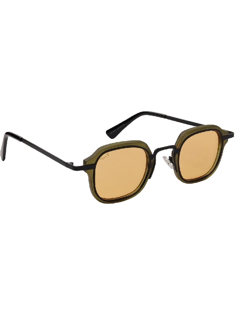 Unisex Orange Casual Square Sunglass