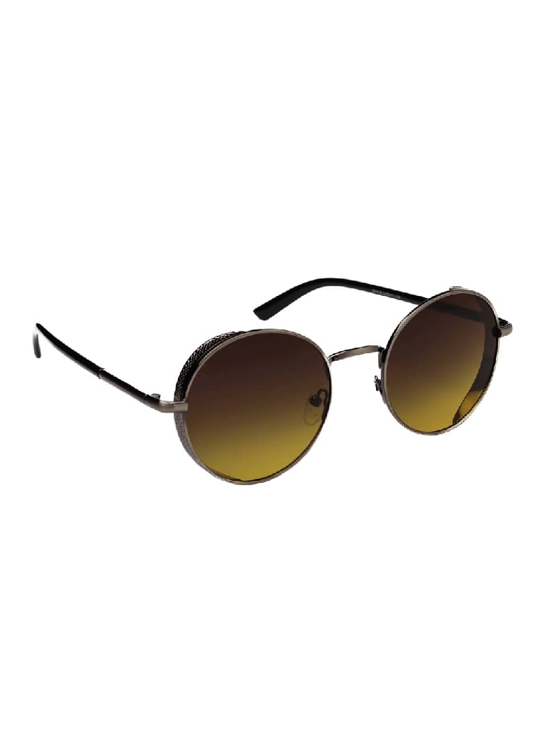 Unisex Brown Casual Round Sunglass