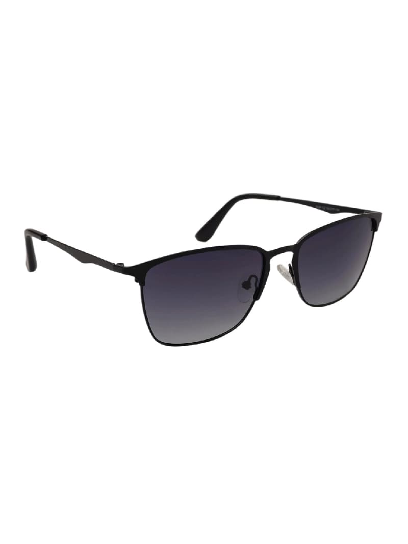 Unisex Black Casual Rectangle Sunglass