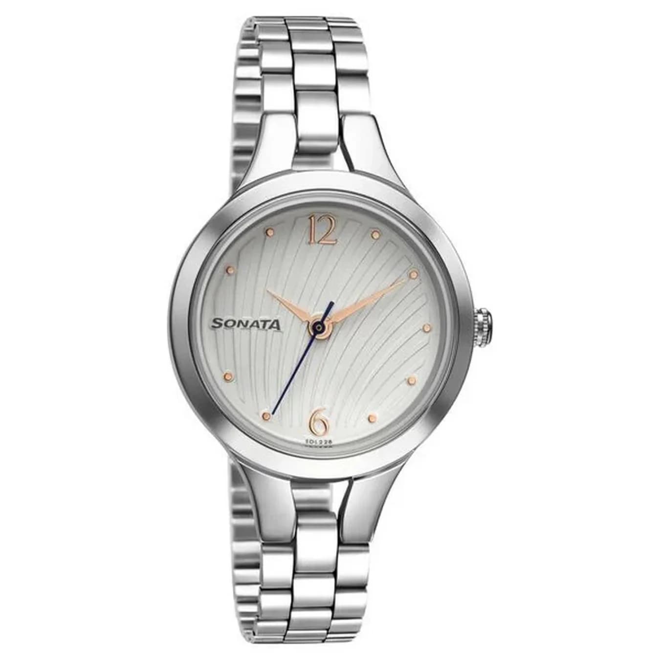 Women's White Workwear Quartz Analog Dial Silver Stainless Steel Strap Watch