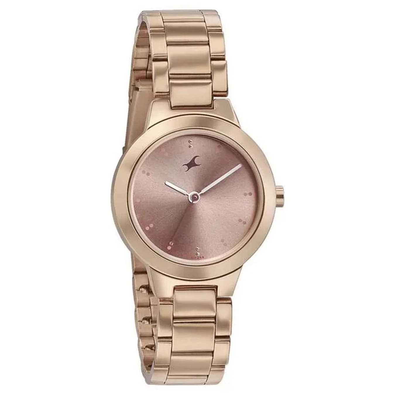 Women's Rose Gold Pulse Quartz Analog Nude Pink Dial Stainless Steel Strap Watch