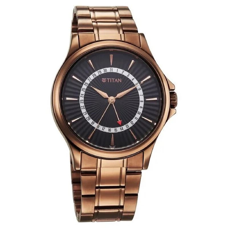 Men's Black Karishma Quartz Analog With Date Dial Stainless Steel Strap Watch