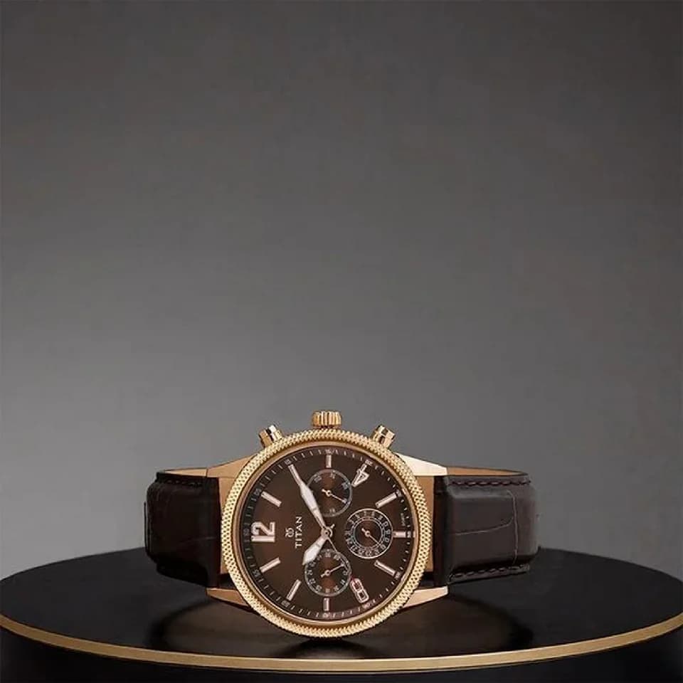 Men's Dark Brown Workwear Metropolitan Luxe Quartz Multifunction Dial With Leather Strap Watch
