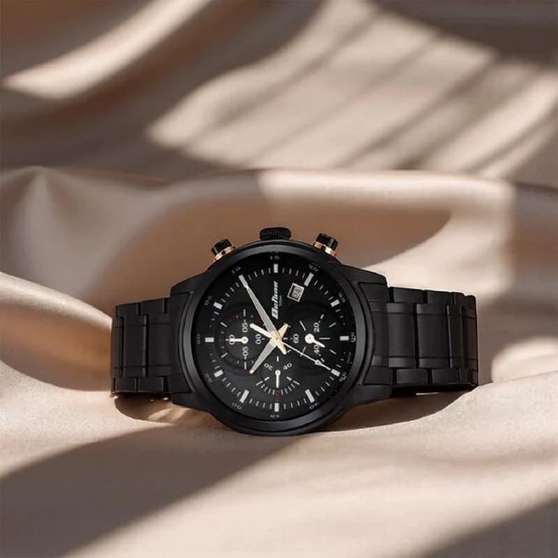Men's Black Octane Quartz Chronograph With Date Dial Stainless Steel Strap Watch