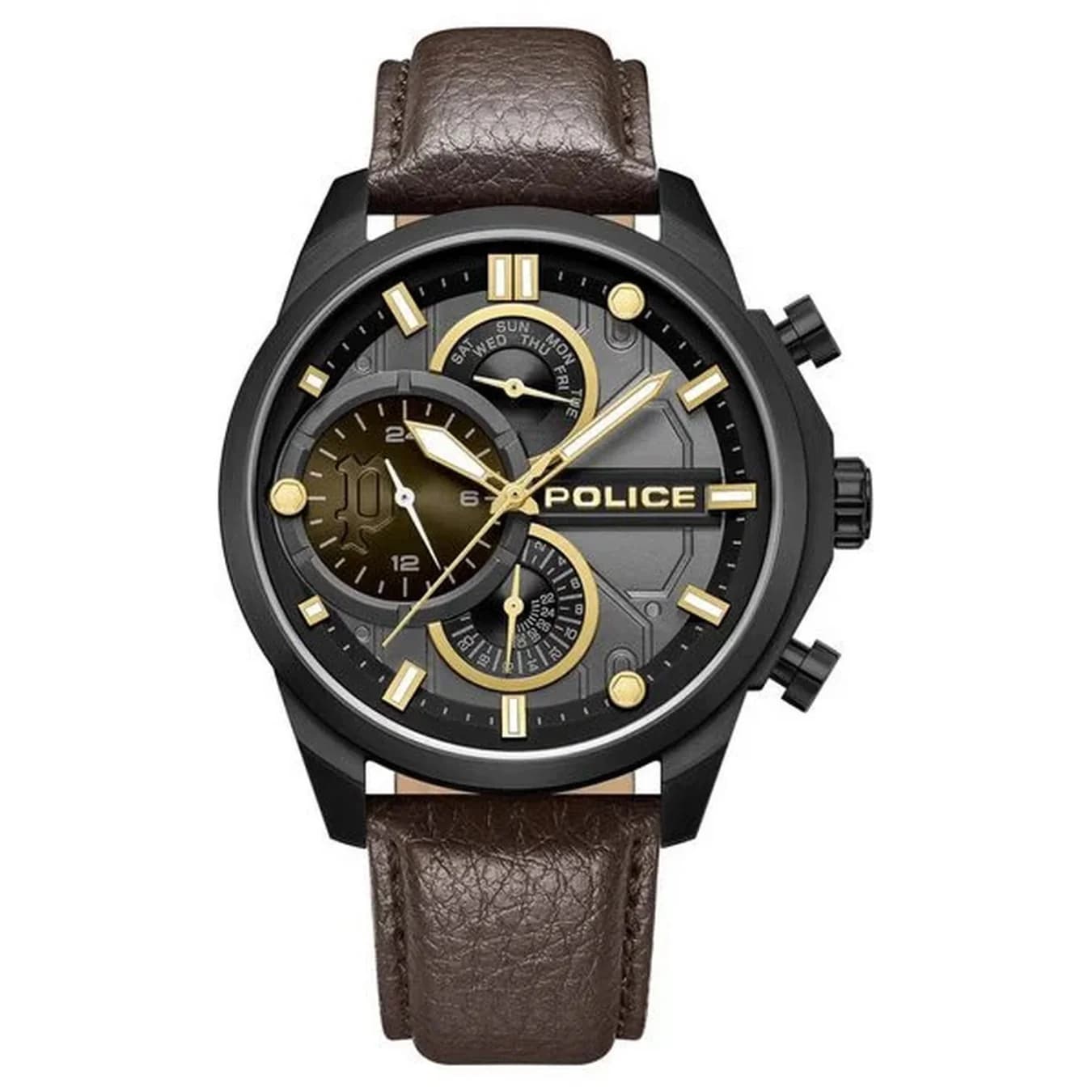 Men's Grey Rock Rebel Dial Leather Strap Watch