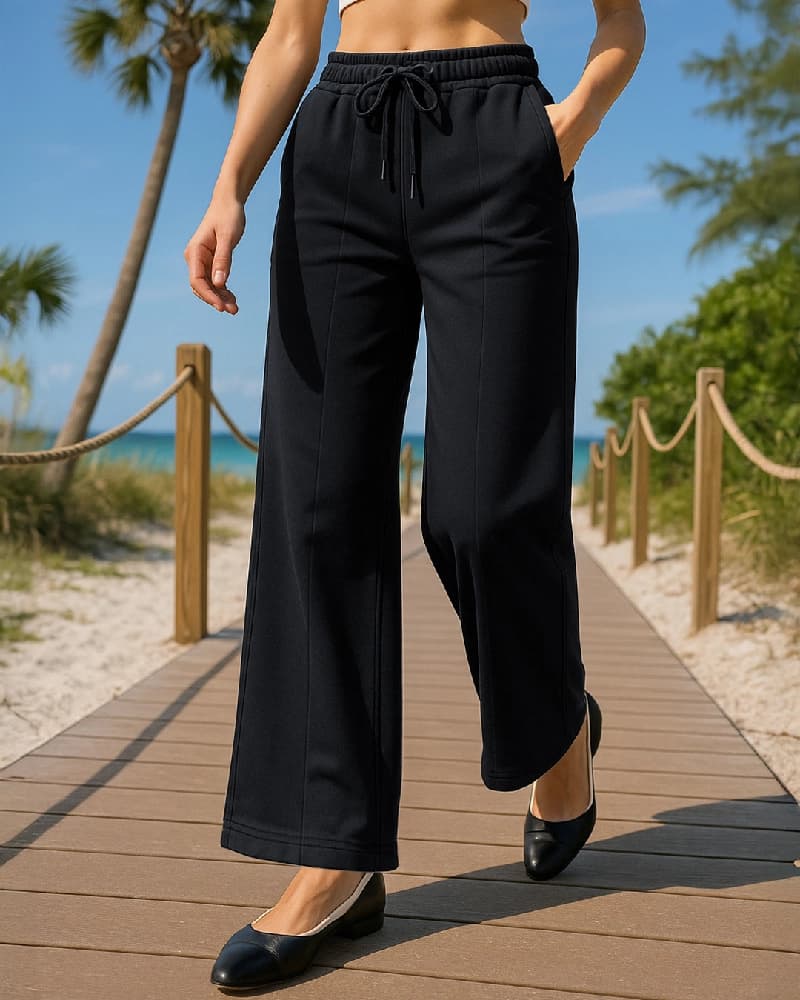 Women's Black Casual Solid Regular Fit Trackpant
