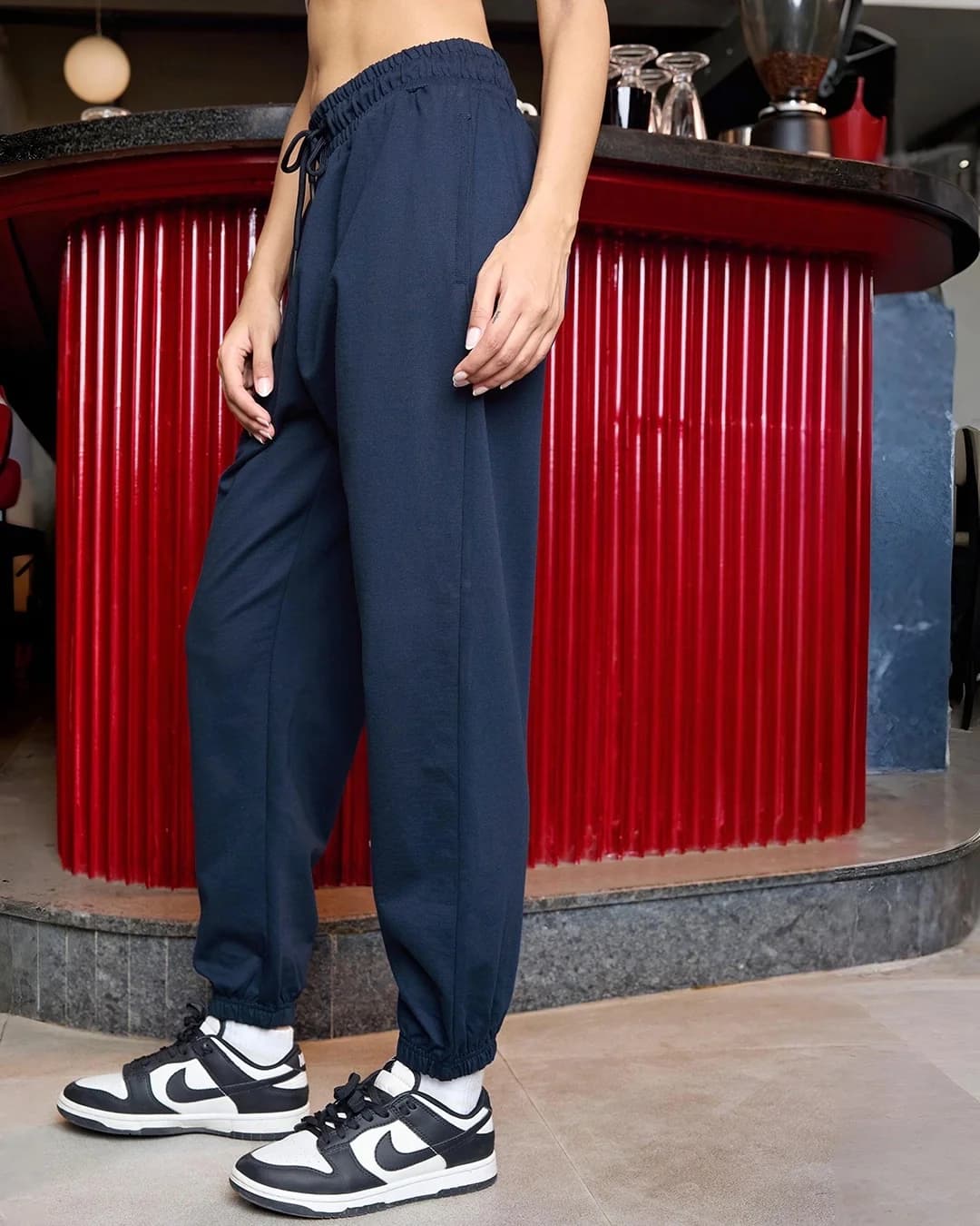 Women's Blue Casual Solid Mom Fit Jogger