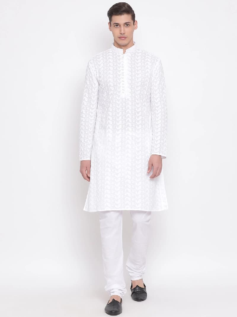 Men's White Festive Kurta Set