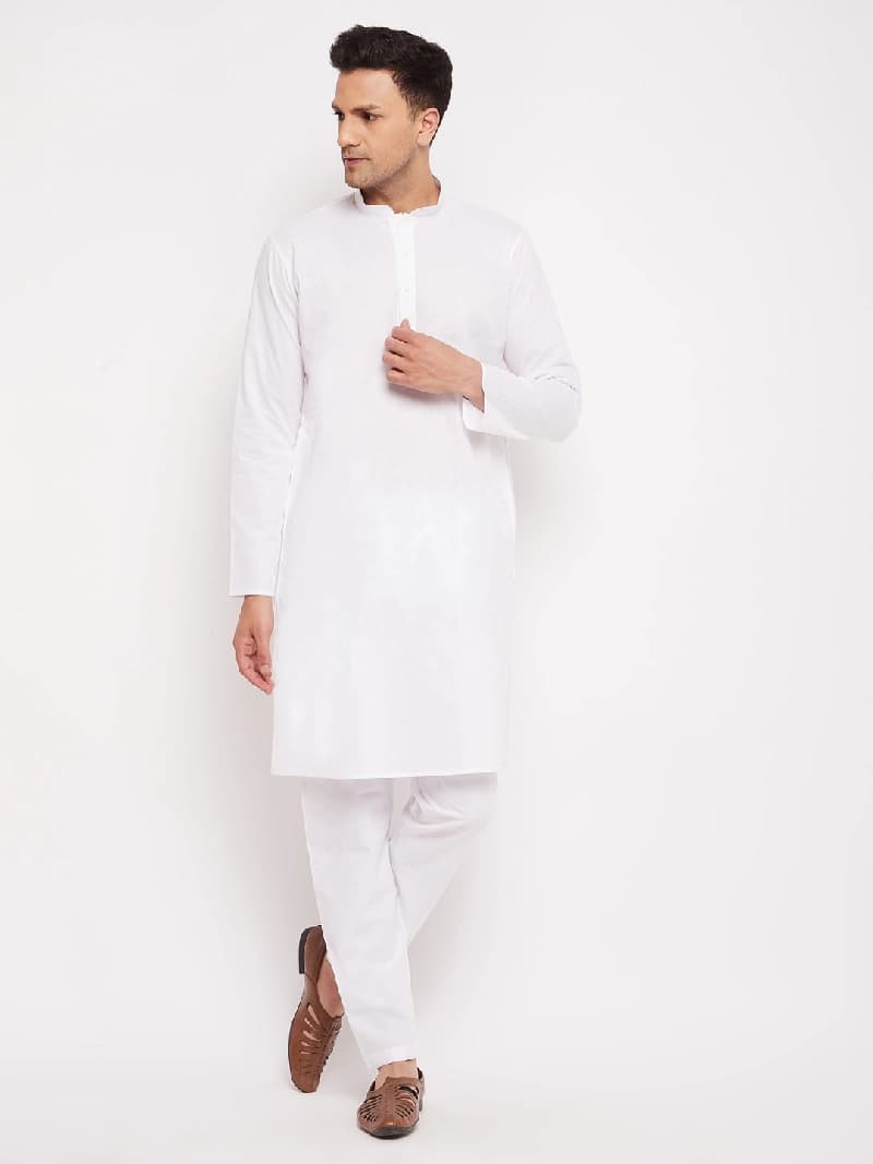 Men's White Festive Kurta Set