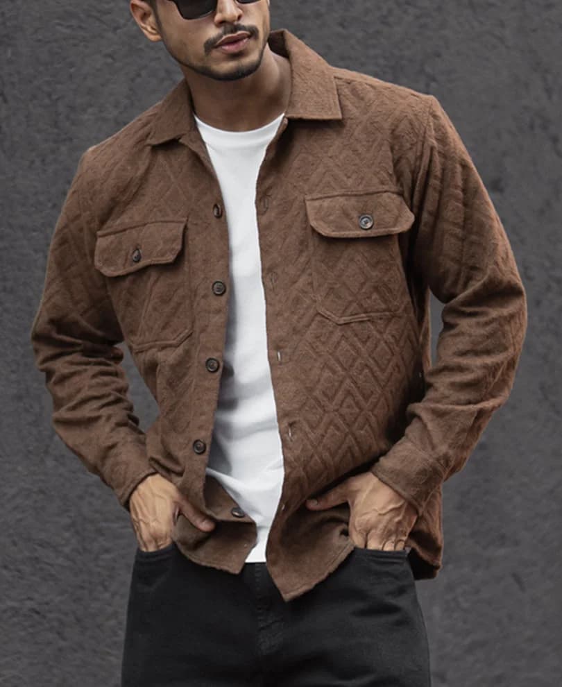 Men's Brown Casual Solid Regular Fit Cotton Shirt