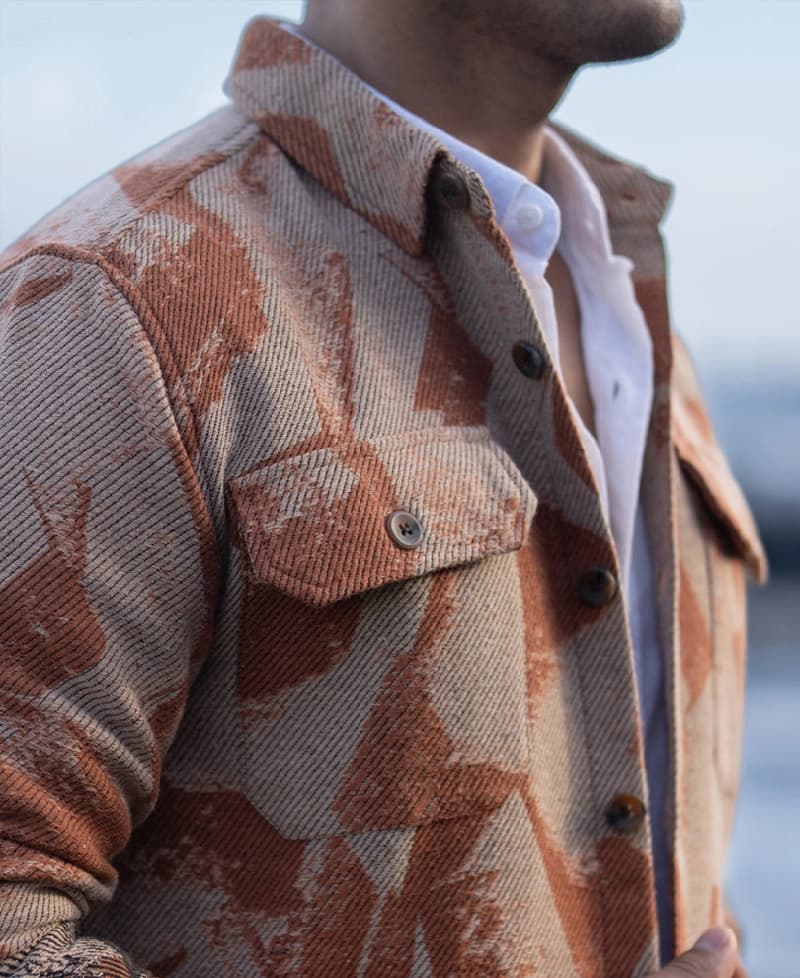 Men's Orange Casual Printed Regular Fit Shirt