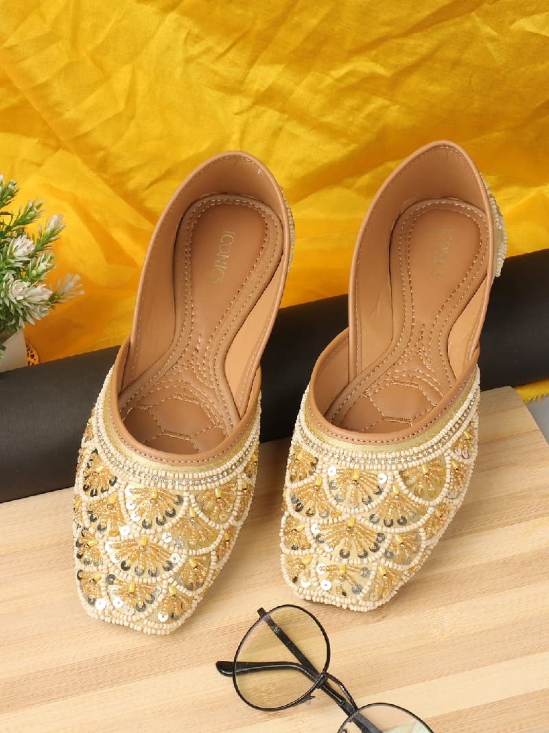 Women's Yellow Ethnic Slip-On Casual Mojaris Shoes