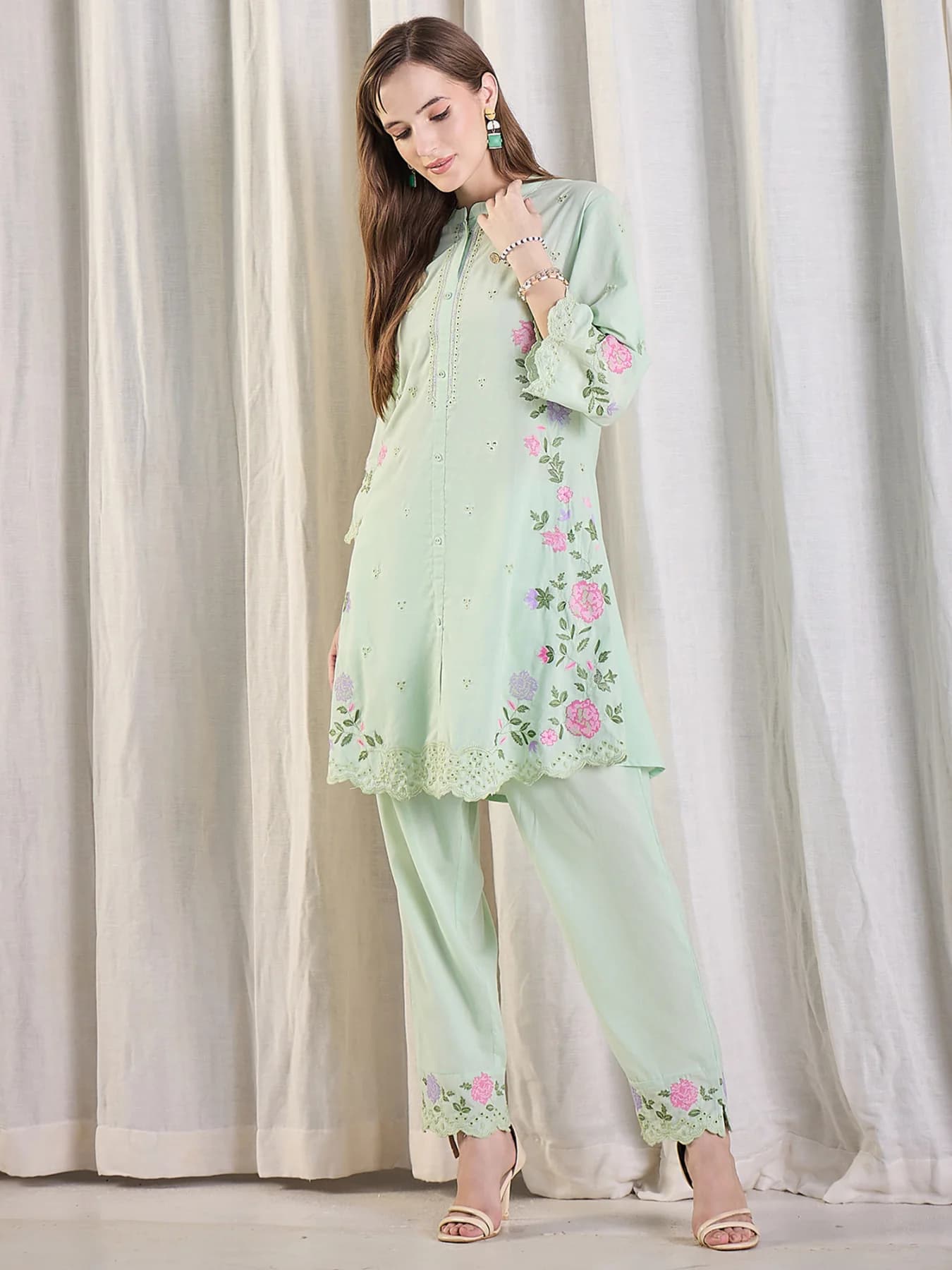 Women's Green Festive Kurta Set