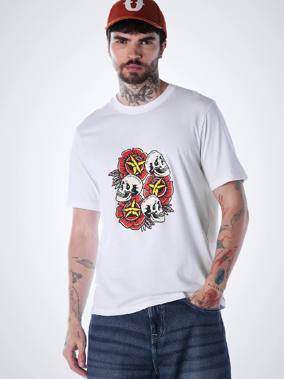 Men's White Casual Regular Fit Half Sleeves Tshirt