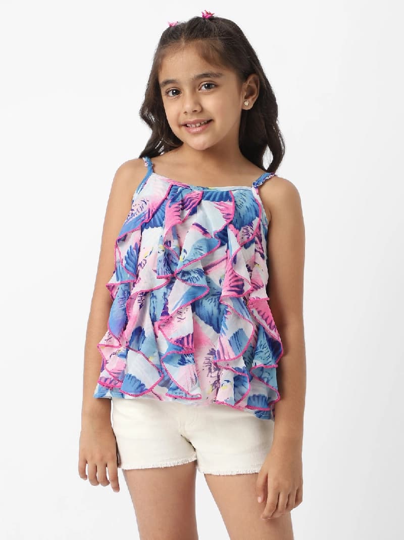Girls Multicolor Casual Regular Fit Sleeveless Tops