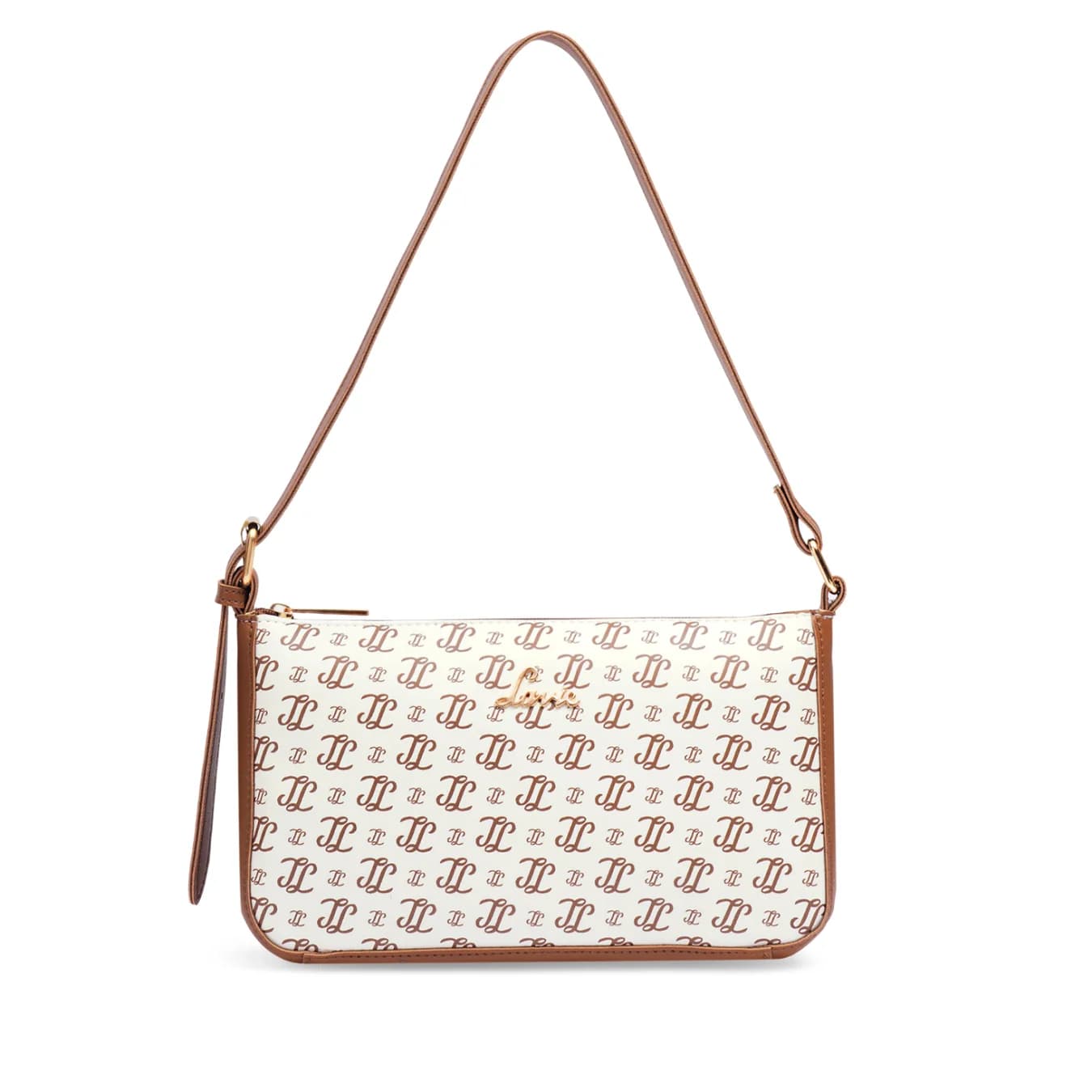 Women's Off White Synthetic Leather Ember Monogram LL Print Sling Bag