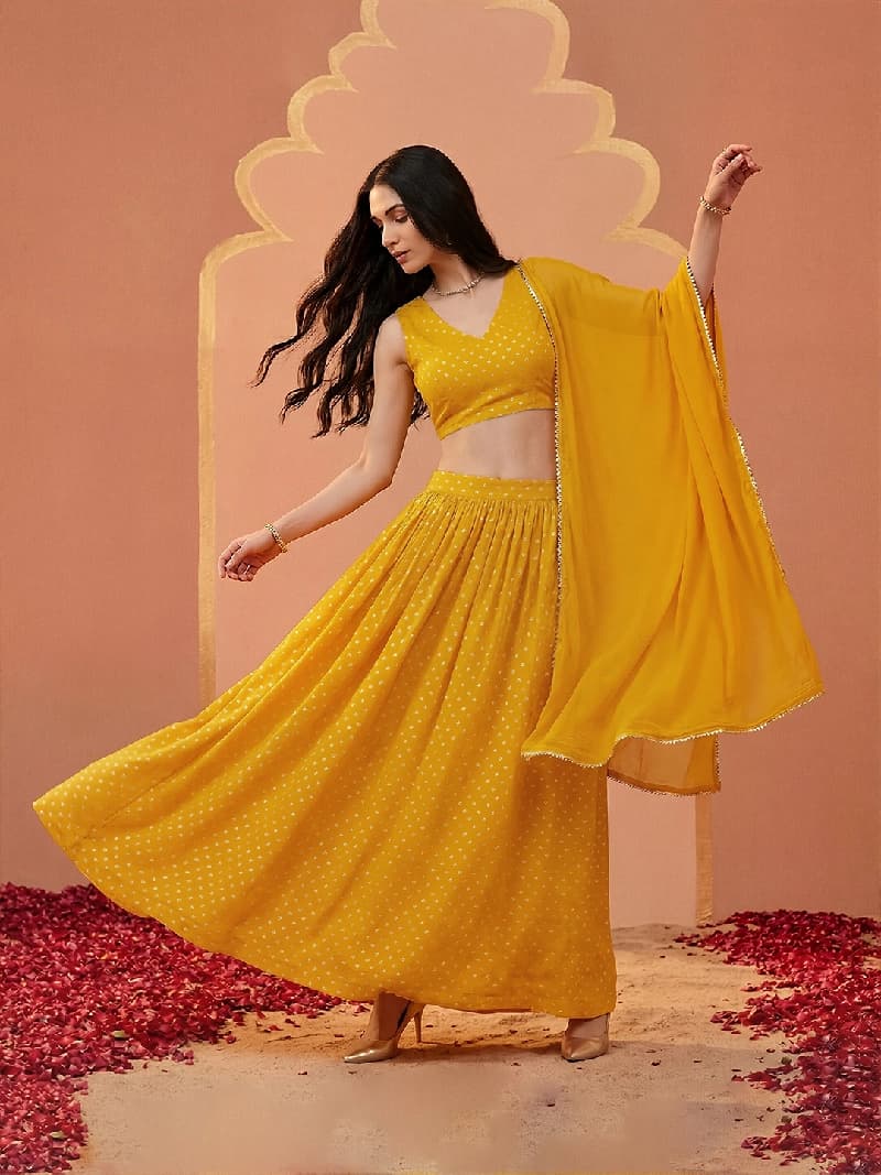 Women's Yellow Casual Lehenga Choli