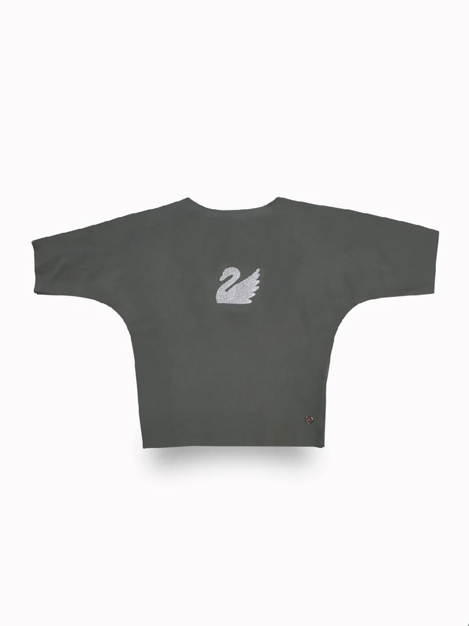 Girls Grey Casual Printed Half Sleeves Cropped Top