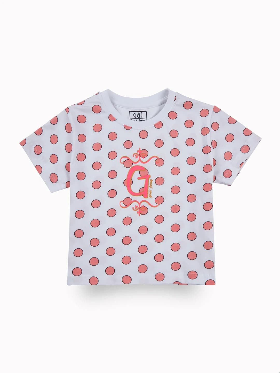 Girls Pink Casual Polka Dot Half Sleeves Cropped Top