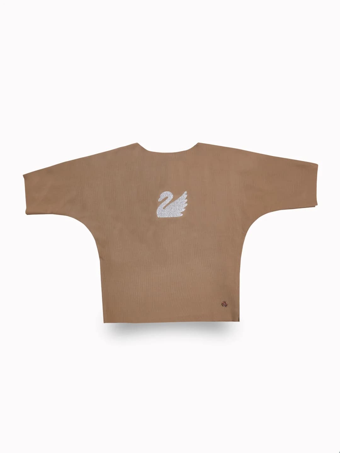 Girls Brown Casual Printed Half Sleeves Cropped Top