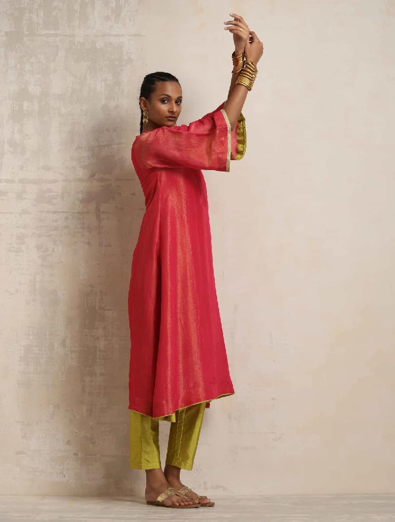 Women's Pink Casual Regular Fit Kurta Set