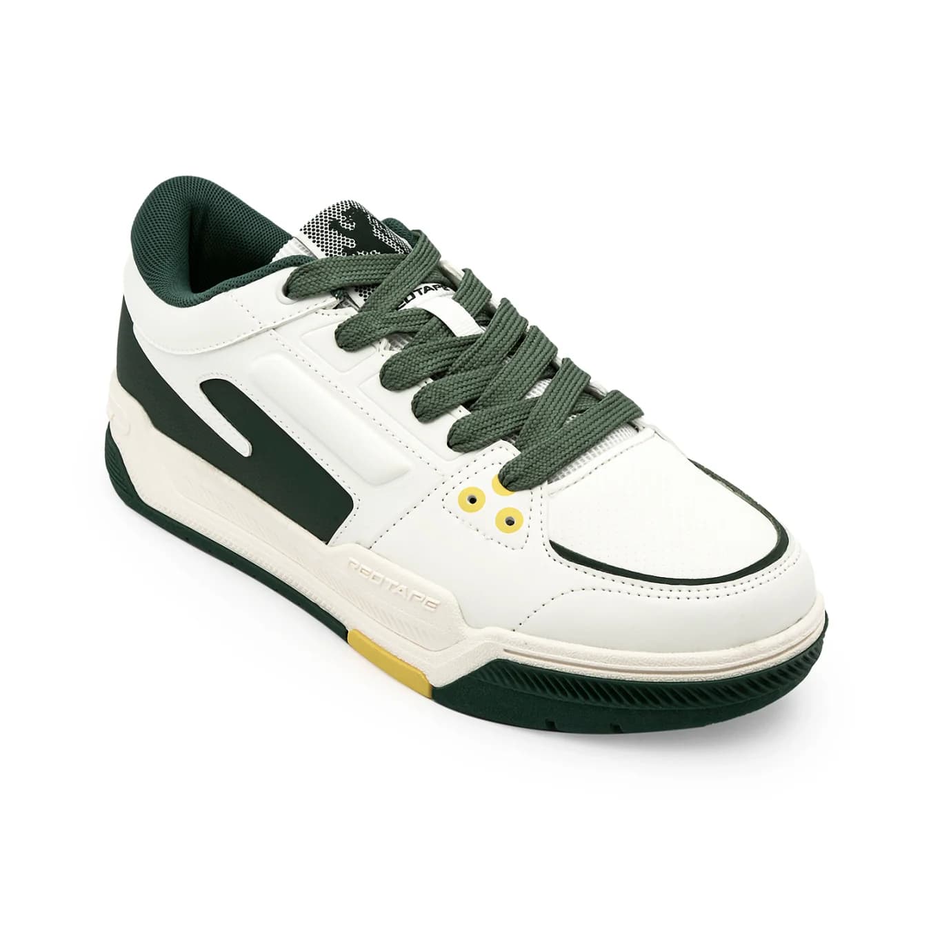 Men's White/Green Round Toe Casual Sneakers