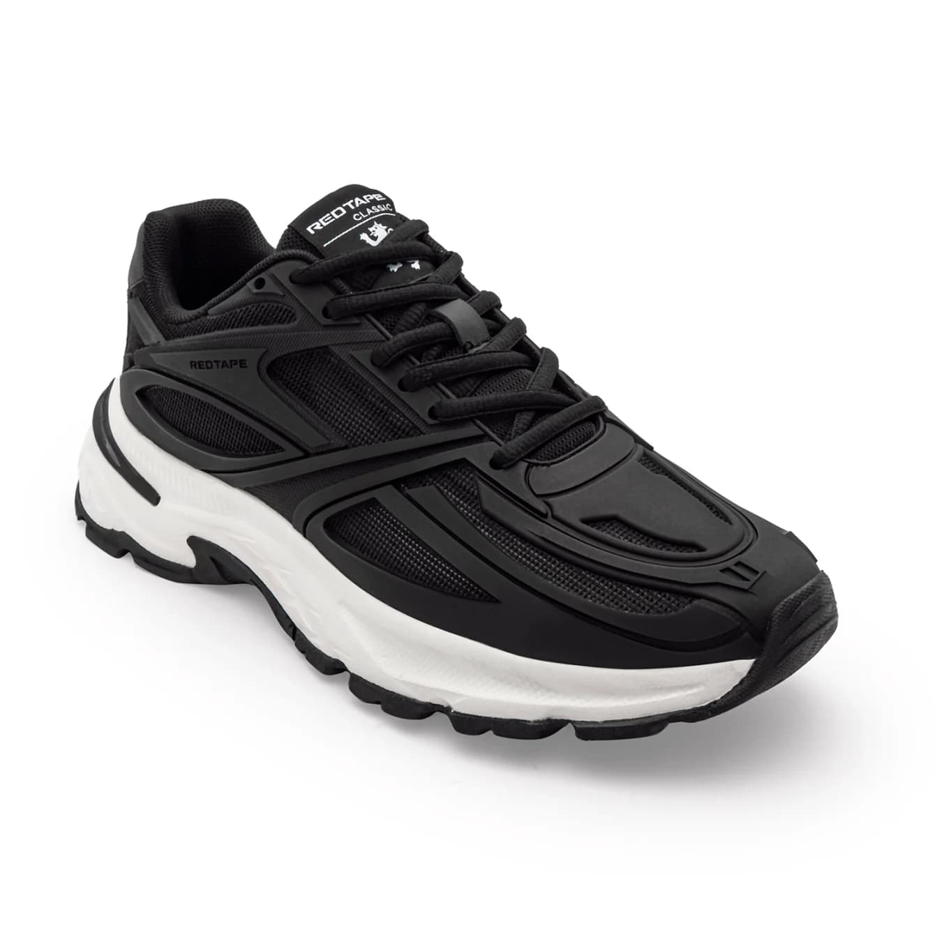 Men's Black White Round Toe Casual Sneakers