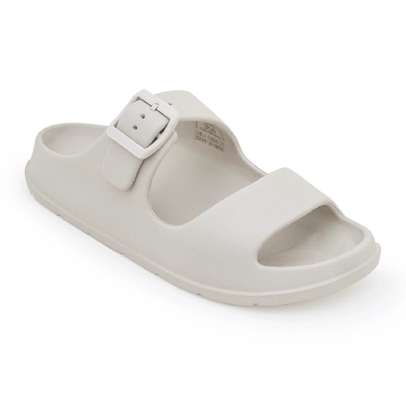 Women's Beige Round Toe Casual Slides