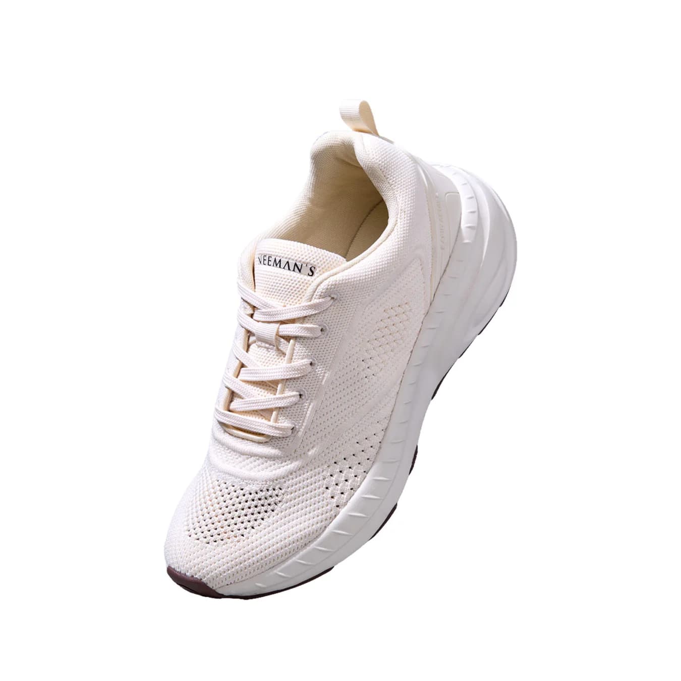 Men's All Ivory And Brown Casual Mesh Walking Sneakers