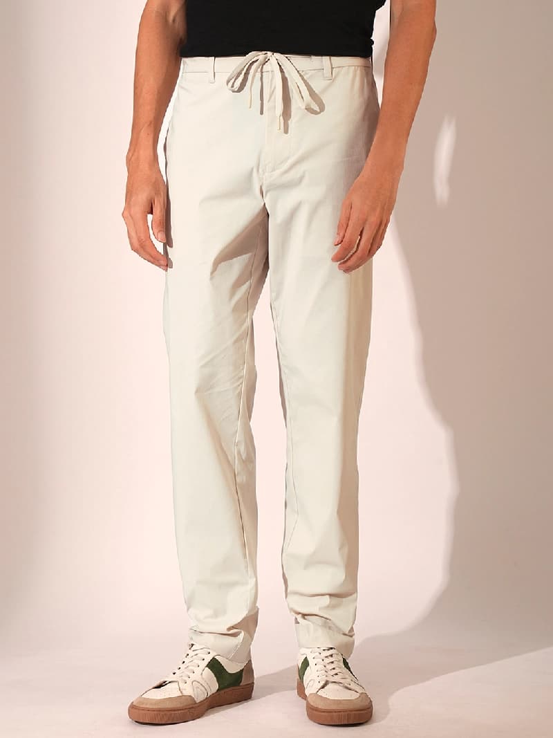 Men's Beige Organic Cotton Flex Trousers