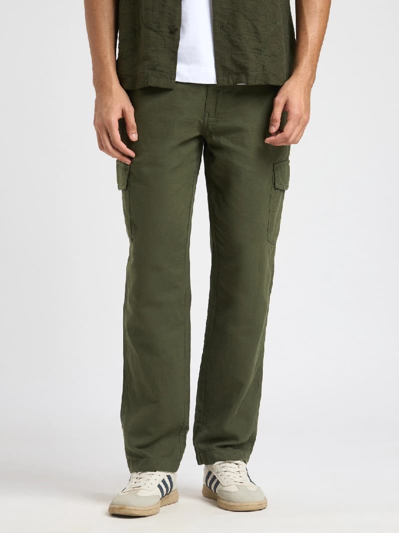 Men's Green Casual Solid Cargo