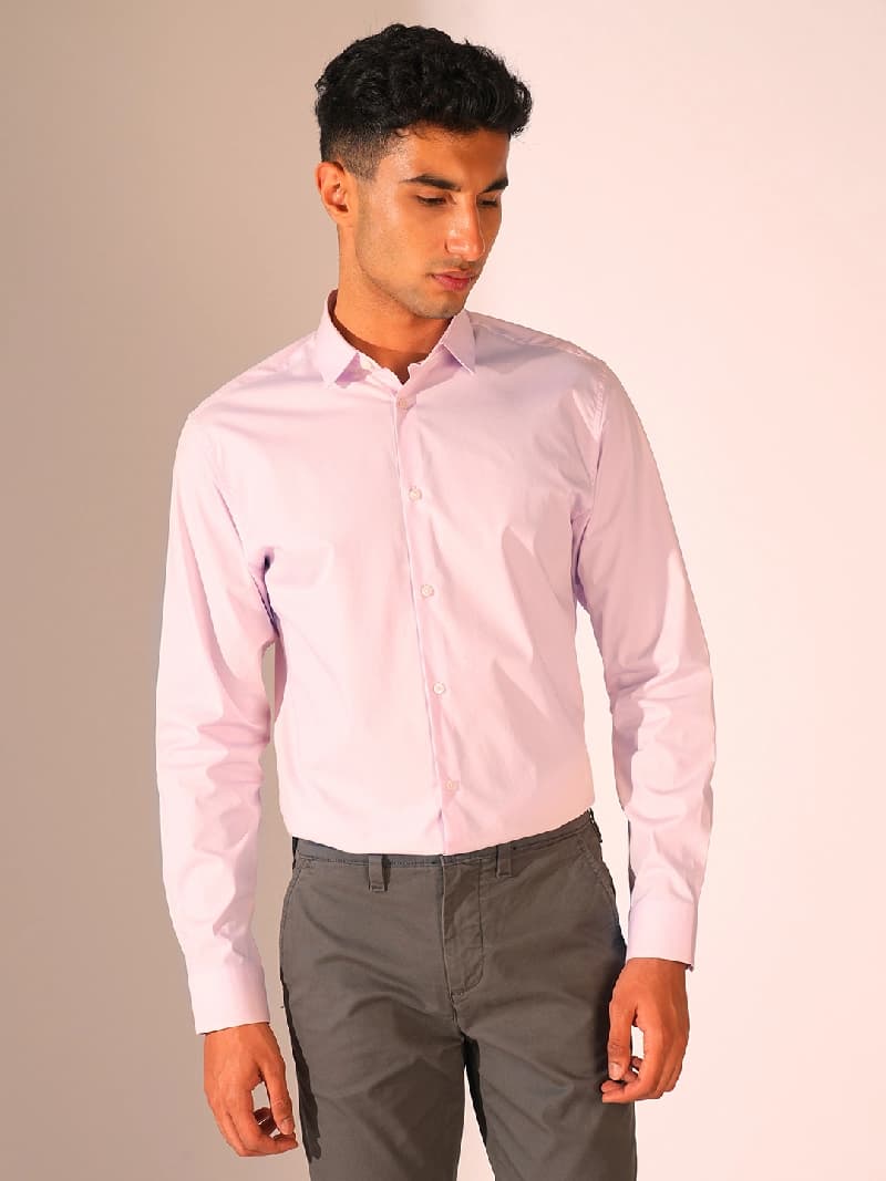 Men's Purple Formal Full Sleeves Solid Shirt