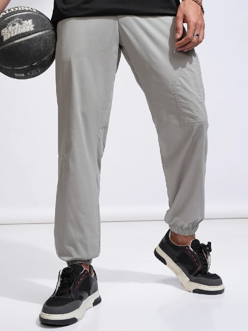 Men's Grey Casual Regular Fit Trouser