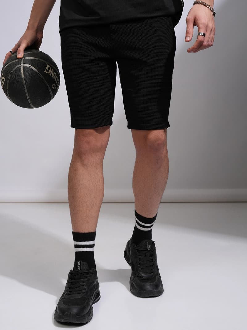 Men's Black Casual Regular Fit Short