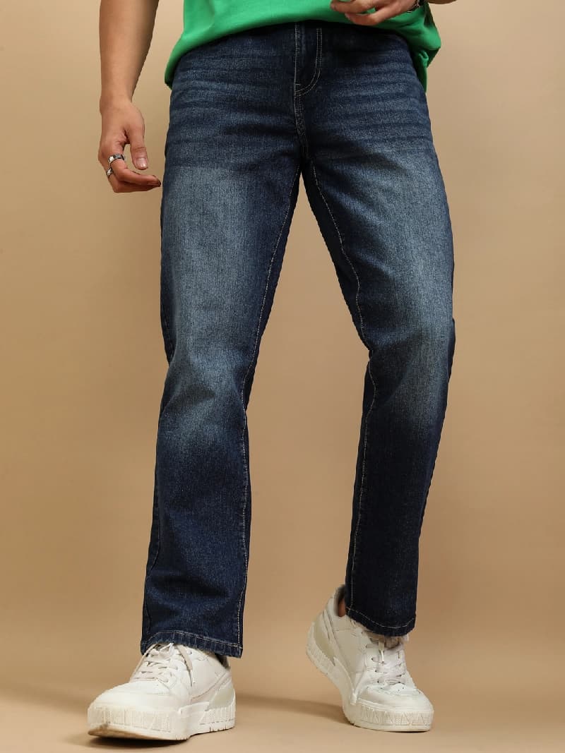 Men's Blue Casual Straight Fit Jeans