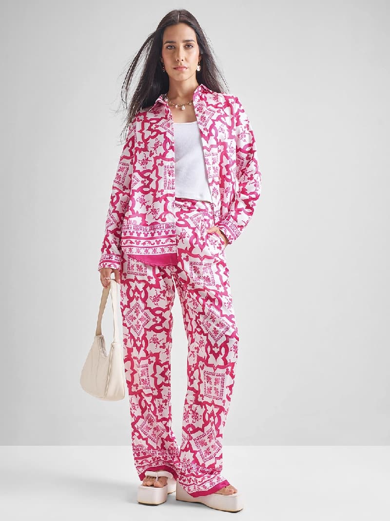 Women's Pink Casual Co-ords Set