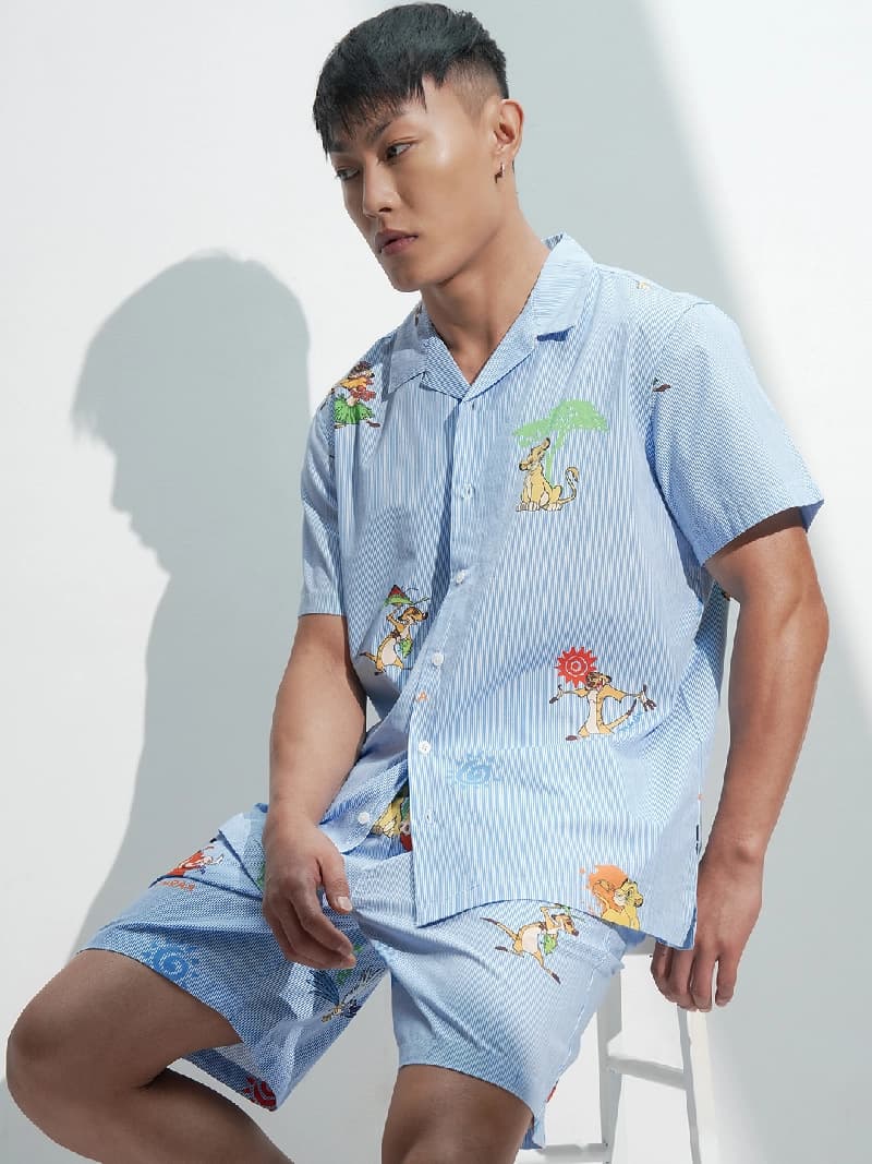 Men's Blue Casual Co-ords Set