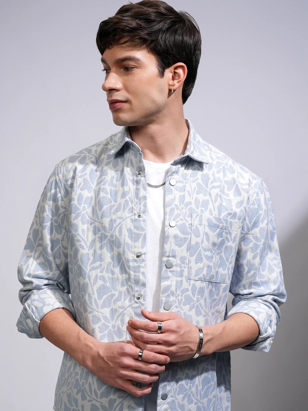 Men's Multicolor Casual Printed Oversized Fit Cotton Shirt