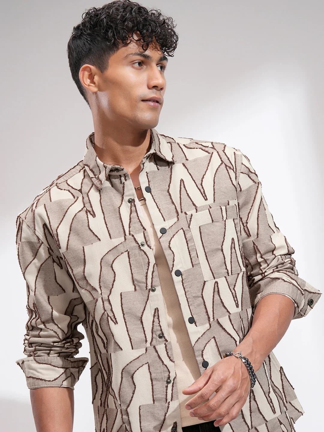 Men's Multicolor Casual Printed Oversized Fit Cotton Shirt
