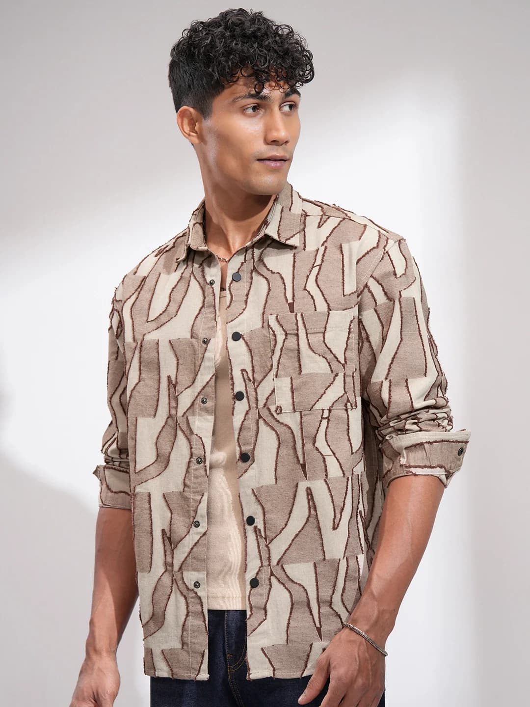 Men's Multicolor Casual Printed Oversized Fit Cotton Shirt
