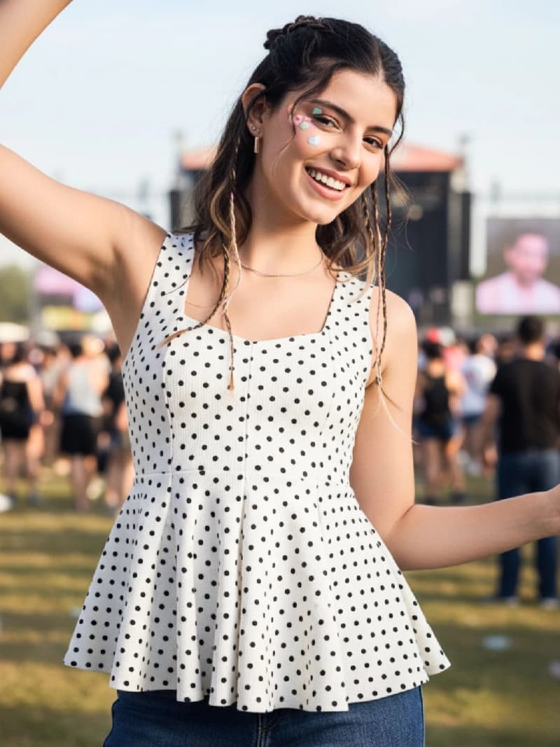 Women's White Casual Printed Regular Fit Top