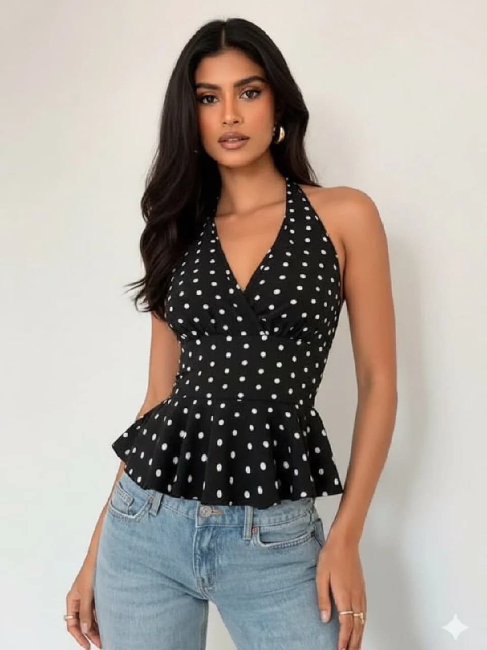 Women's Black Casual Printed Regular Fit Top