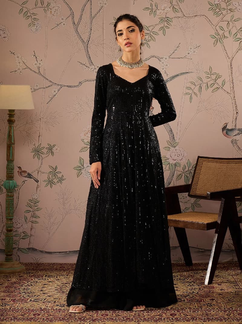 Women's Black Festive Kurta