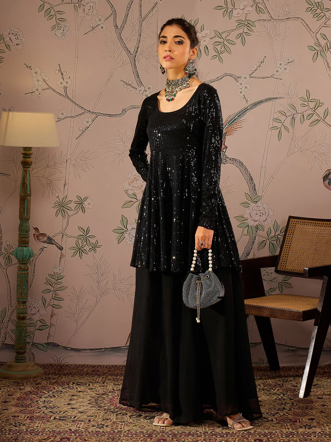Women's Black Festive Kurta Set