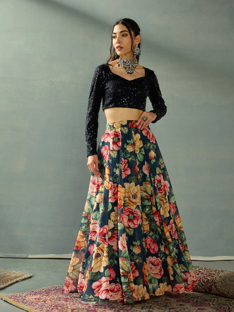 Women's Black Festive Lehenga Choli