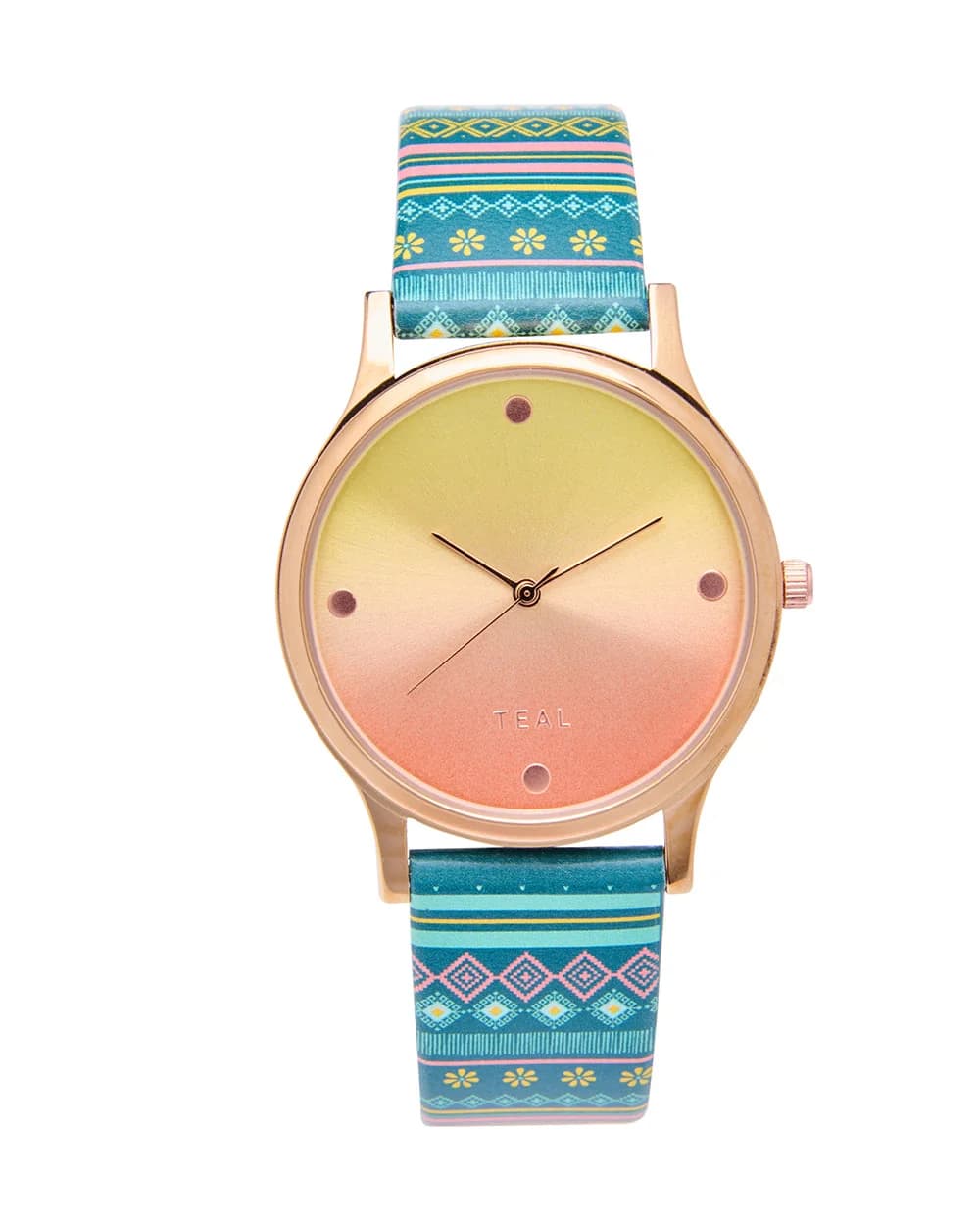Women's Multicolor Canvas Quartz Analog Digital Ombre Aztec Watch