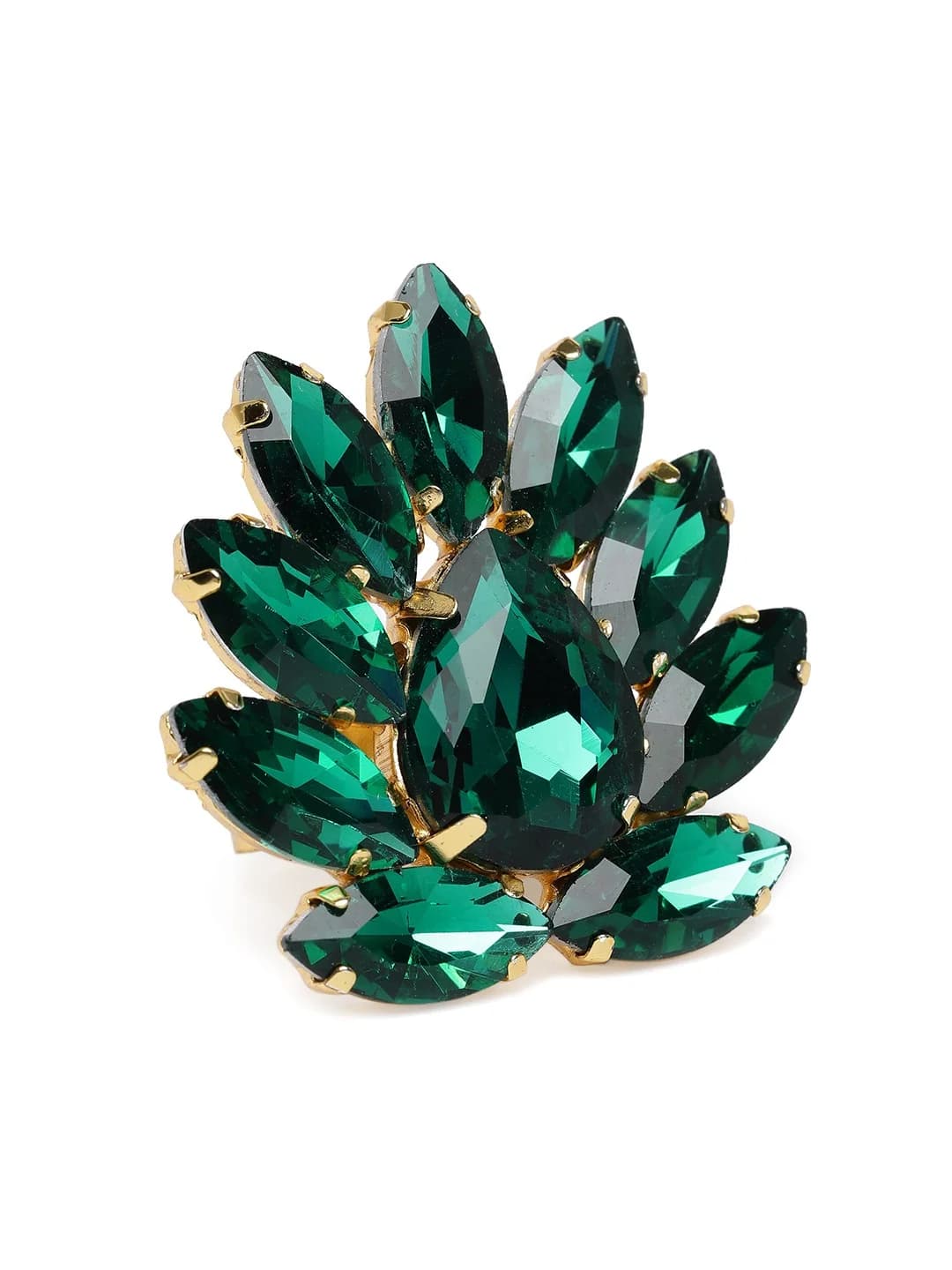 Women's Green Crystal Shine Stones Party Bling Contemporary Adjustable Finger Ring