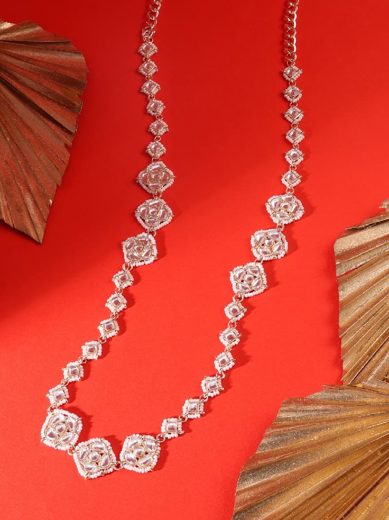 Women's Gold Tone Casual Kundan & Pearls Embellished Bridal Kamarbandh