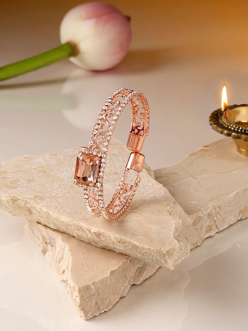 Women's Rose Gold Dazzling Austrian Diamonds Bracelet